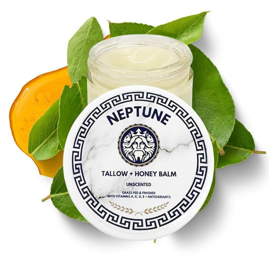 Tallow and Manuka Honey Balm, 2 oz, Unscented, Grass Fed Grass Finished, Face Cream, Body, Lotion, and Lip Balm