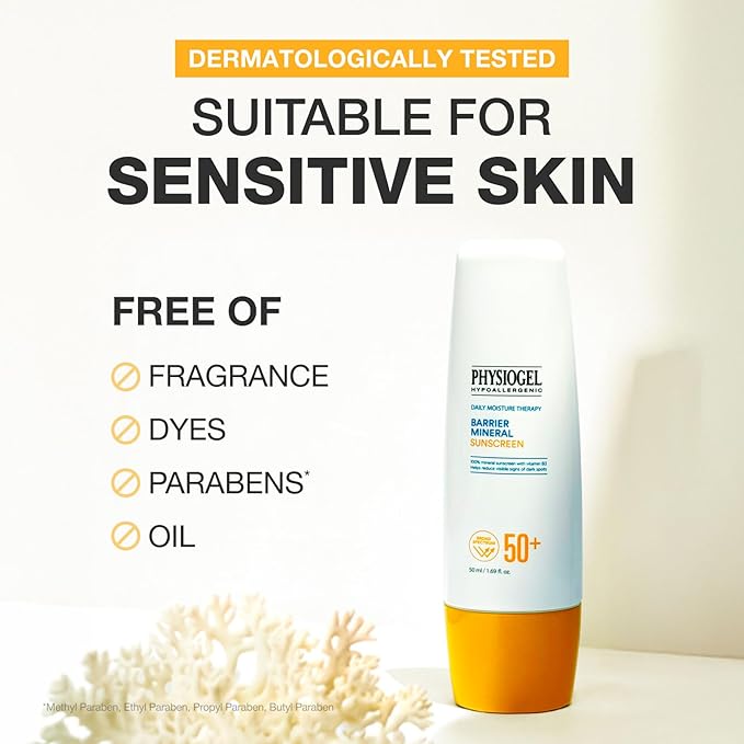 Physiogel Lightweight Moisture Korean Sunscreen, Broad Spectrum SPF 50+, Water Resistant & Safe for Sensitve Skin, Reef Friendly, Paraben-Free, Dermatologically Tested, Korean Skin Care.