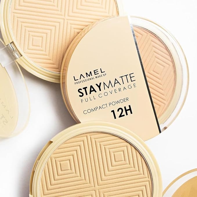 Lamel Stay Matte Compact Powder - Light Natural Coverage - Universal Neutral Undertone - Cruelty Free - Beige - N.404
