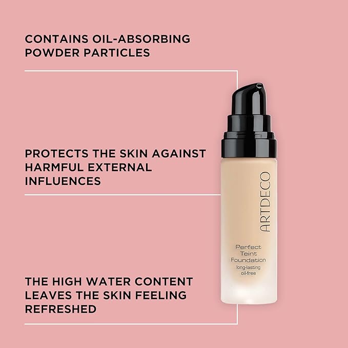 ARTDECO Perfect Teint Foundation - Light Bisque N°16 - Lightweight Liquid Formula - Medium to Full Coverage - Without Mask-Like Effect - Conceals Imperfections - Vegan Makeup - Hyaluron - 0.67 Fl Oz