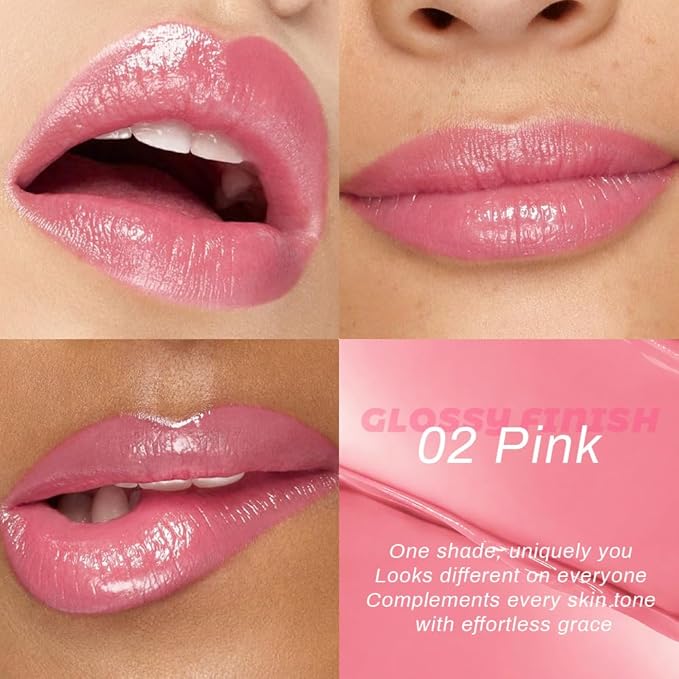 Kaely Pink Honey Glossy Lipstick for Women, Moisturizing Shine Lipstick for Dry Lips, Hydrating Nourishing Tinted Lip Balm, Sheer Lightweight Lip Gloss Stain Makeup, Vegan & Cruelty-Free, 02
