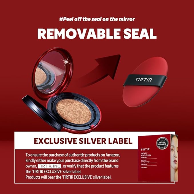 [*Mini Size*] TIRTIR Mask Fit Red Cushion Foundation | Full coverage, Weightless, Skin fit, Satin Glow Finish, Korean Makeup, beauty, Tattoo cover up, Buildable (#34W Toffee, 0.15 Fl Oz)