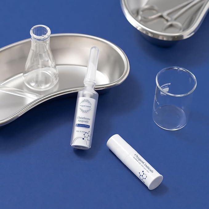 Instant Brightening Kit with Glutathione and Niacinamide | OxygenCeuticals Glutathione ToneUp Kit | Intensive Brightening Ampoule and Cream | 2 Pcs Set | Made in Korea