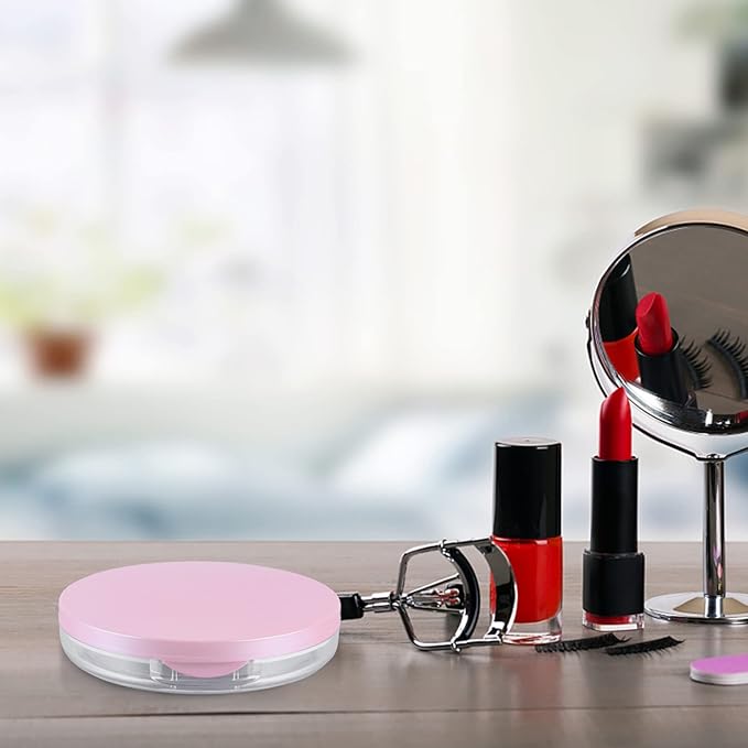 Powder Puff 2pcs Loose Powder Containers with Elasticated Net Sifter, Mirror and Puff 5g Loose Powder Compact Case Case for DIY Makeup and Travel () Cushion Foundation