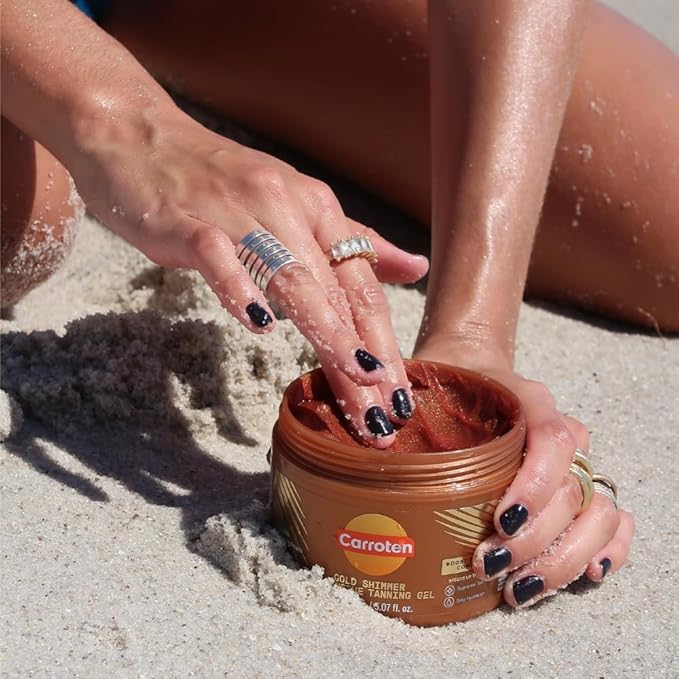 Carroten Gold Shimmer Intensive Tanning Gel | Browning Tan Accelerator | Non-Greasy, Water-Resistant with Carrot and Coconut Oil | Vitamin A & E For Moisture & Hydration | Made in Greece | 5 Fl Oz