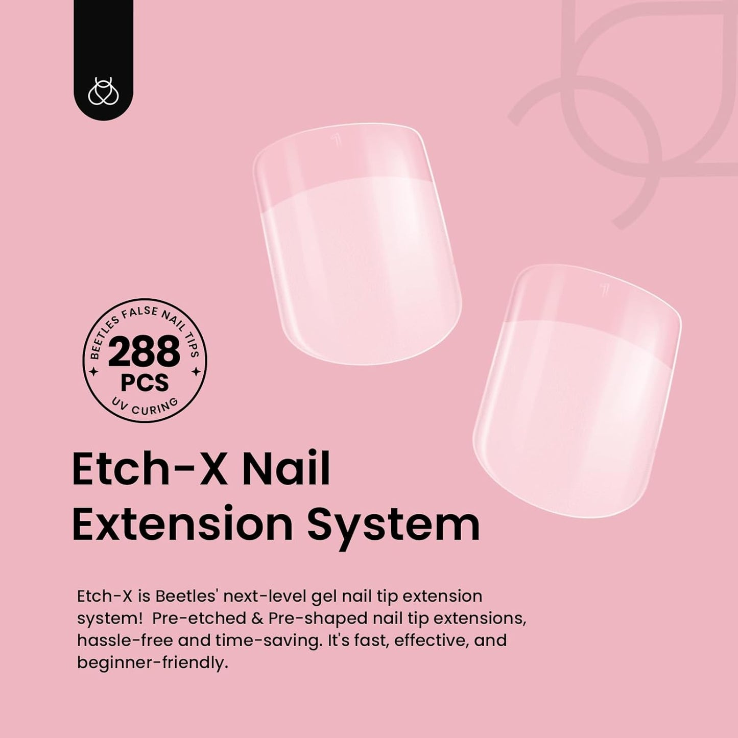 Beetles Gel Nail Tips 288Pcs Extra Short Square Etch-X Fake Nails Half Matte Press on Nail Tips Full Cover Nail Tips Gel Nail Polish Extensions Set Gifts for women
