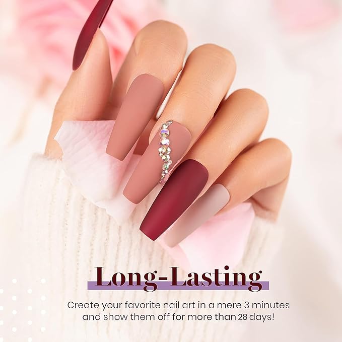 Beetles Purple Gel Nail Polish Set, Fall Burgundy Red Dark Purple Rose Petals Color Soak Off UV Light Cure Gel Polish Nail Art Design Gifts for Women