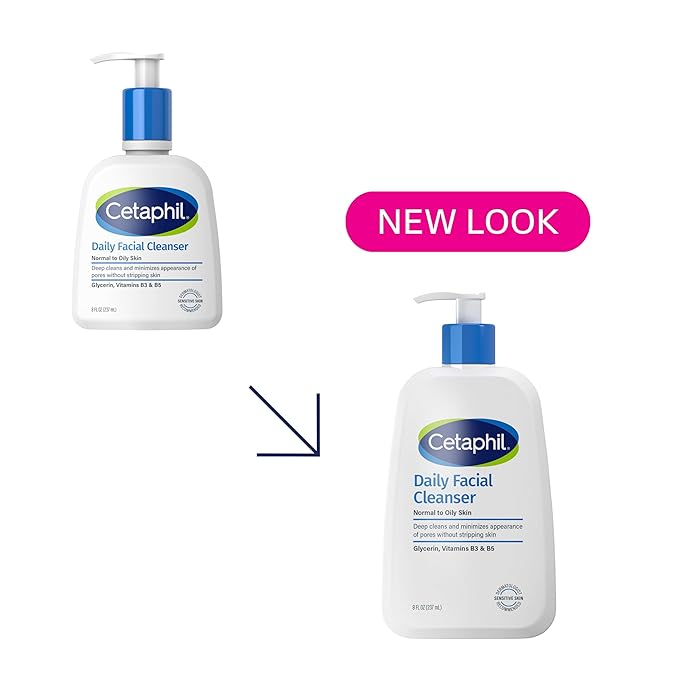 Cetaphil Face Wash, Daily Facial Cleanser for Sensitive, Combination to Oily Skin, 8 oz, Pack of 3, Gentle Foaming, Soap Free, Hypoallergenic
