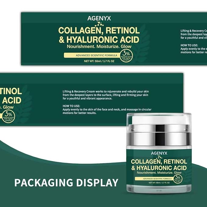 Collagen, Retinol & Hyaluronic Acid Cream – Anti Aging Face & Neck Moisturizer for Women & Men, Day & Night Facial Cream for Wrinkles, Firming, and Hydrating Skin Care 1.7 fl.oz