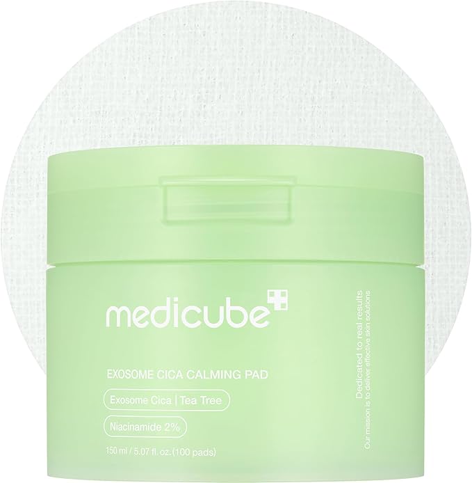 medicube Exosome CICA Tea Tree Calming Toner Pads for Sensitive Skin with Centella Asiatica Help Reduce Redness & breakouts. Low-irritating & Hydrating Daily Care, Korean Skincare, Vegan (100 Pads)