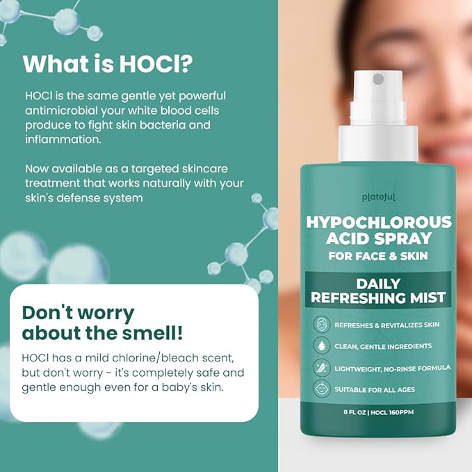 Hypochlorous Acid Spray for face (8 oz) - Face Spray for Acne, Hypochlorous Travel Size Gentle Facial & Skin Cleansing for Body, Back, Skin and Facial Cleaning & Repair - Made in USA