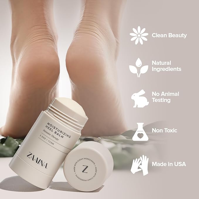 ZAAINA Intensive Heel Balm Stick - Moisturizing Natural Foot Balm for Cracked Heels with Shea Butter, Tea Tree, Peppermint and Avocado Oil - 2.5oz Twist-Up Tube