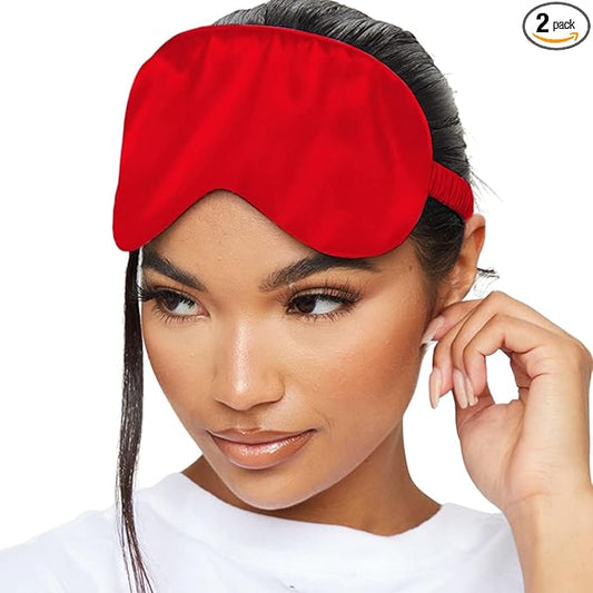 SMUG Satin Sleep Mask & Eye Mask | Travel Sleep Masks for Women & Men | Soft Sleeping Eye Mask to Nourish Skin & Reduce Dark Circles | Eye Sleep Mask Shades to Block Out Light | Red