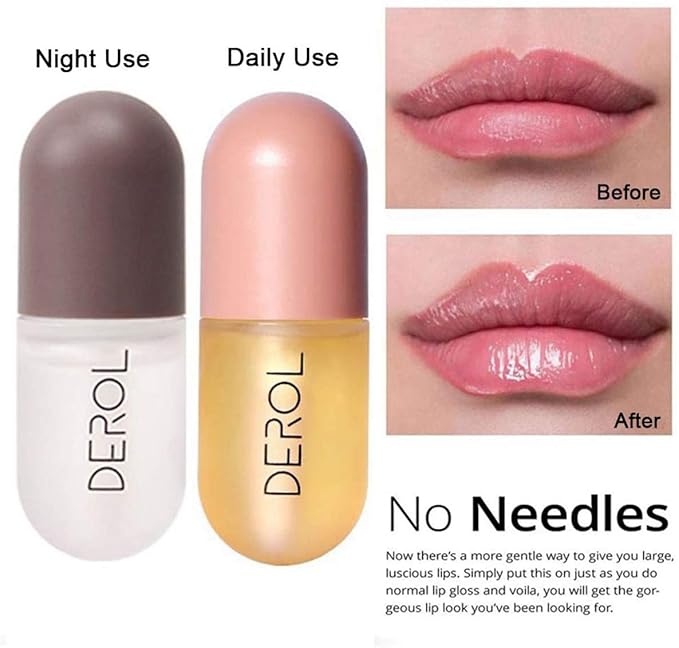 Lip Plumper Set, Day and Night Lip Plumper Gloss/Plumping Lip Balm/Lip Cosmetics Lip Mask for All Day