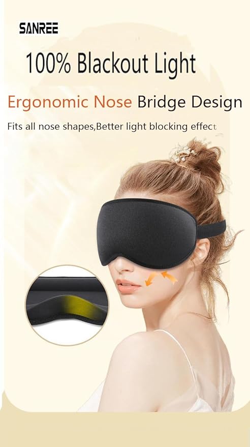 Sleep Mask for Side Sleeper, 3D Contoured Blackout Sleeping Mask,Breathable Sleep Masks for Women Men,Eye Masks for Sleep,Adjustable Eye Cover Blindfold with lash Extensions for Trave,Nap,Night Work