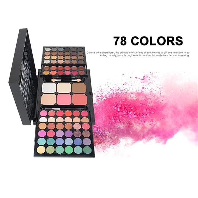 Pro Makeup Gift Set All in One Makeup Kit Cosmetic Contouring Kit 78 Colors Eyeshadow Palette with Face Blush, Lipgloss, Concealer and Eyeshadow Brushes- Ideal Holiday Gift Set#1