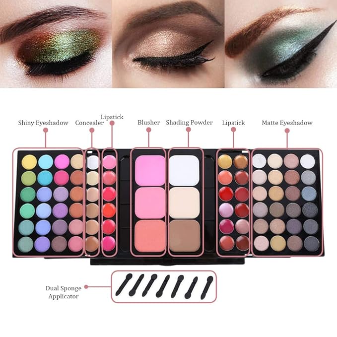 Pro Makeup Gift Set All in One Makeup Kit Cosmetic Contouring Kit 78 Colors Eyeshadow Palette with Face Blush, Lipgloss, Concealer and Eyeshadow Brushes- Ideal Holiday Gift Set