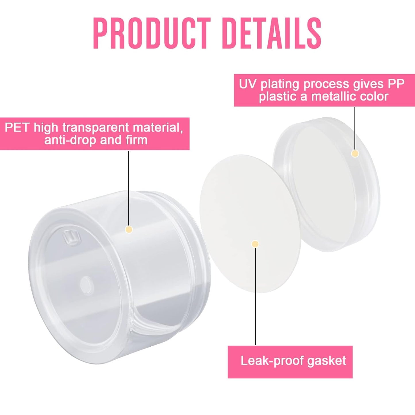 Patelai 4 Pieces Round Wide-mouth Leak Proof Plastic Container Jars with Lids for Travel Storage Makeup Beauty Products Face Creams Oils Salves Ointments DIY Making(2 Ounce,Clear)