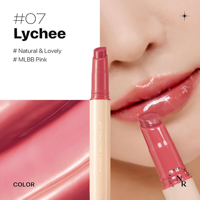 Nature Republic HONEY MELTING LIP 6-10 (07 LYCHEE) K-BEAUTY, Lip Plumper, Tint, Balm, Korean, Lip GlossCute, Glow