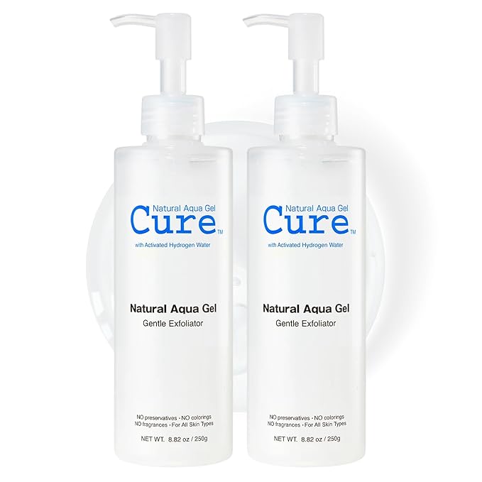 Cure by Toyo | Aqua Gel Gentle Exfoliator | Clear and Softer Skin | Non-Abrasive Face and Body Cleanser | Sensitive Skin | 2 Pack