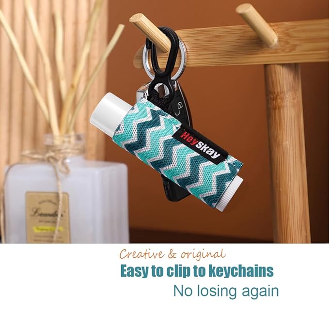 Lip Balm Holder Sleeves Keychain Chapstick Elastic Sleeves (Floral patterns)