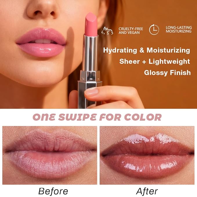 Kaely 2Pcs Honey Glossy Lipstick for Women, Black & Raisin Moisturizing Shine Lipstick for Dry Lips, Hydrating Nourishing Tinted Lip Balm, Sheer Lightweight Lip Gloss Stain Makeup, Vegan, 00+08