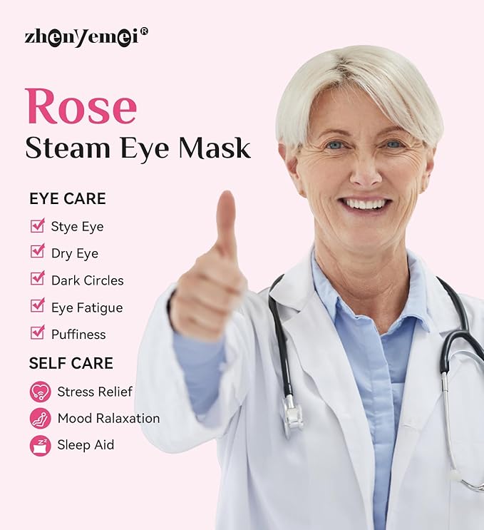 18 Packs Rose Heated Eye Mak - Heating Eye Mask Warm Compress for Dry Eyes Puffinesss Dark Circles Sleep Stye Irritation Stress Relief Self Care Wellness Spa Relaxation Gift for Women