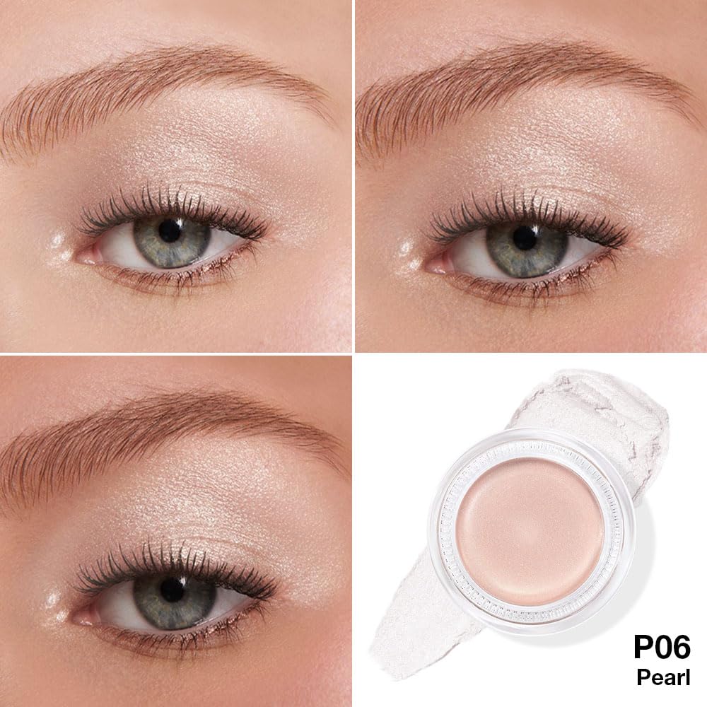 Kaely Single Cream Eyeshadow Pot, Pearl Translucent Eye Shadow for Older Women High Pigmented Waterproof, Natural Eyeshadow Palette Makeup Brightener, sombras en crema para ojos, Blendable, P06