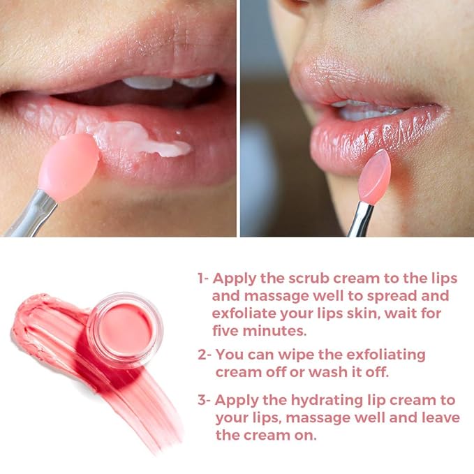 Lip sleeping Mask Exfoliator & Moisturizer Double Effect Lip Scrubs Overnight/Day for Dry Treatment Care, Cracked Lips, Peeling Lip Primer, Lip Repair Balm - Strawberry Lip Mask