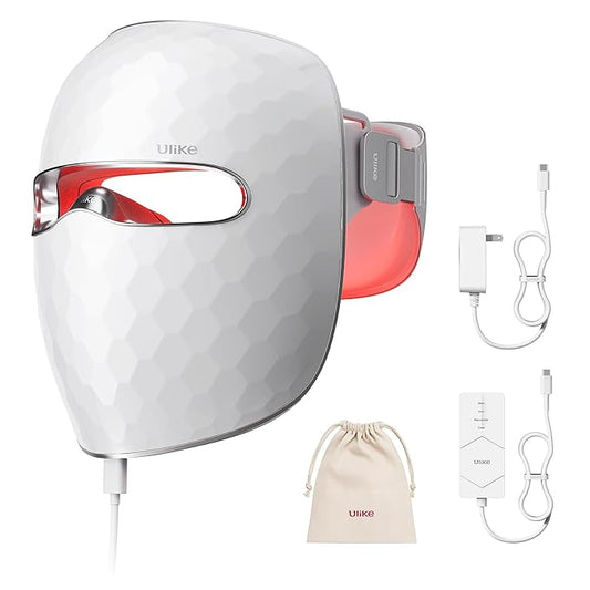 Ulike ReGlow LED Light Therapy Mask, Red Light Therapy for Face, 4 Modes with Red, Blue, Yellow & Infrared Red Lights for Reduce Acne & Anti-Aging, Eye-Protection, 272 Beads, Remote Control