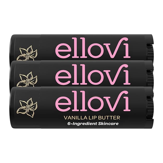 Natural Lip Butter Lip Balm - Vanilla - Pure Enough to Eat - Made With Just 6 Vegan Ingredients - 100% Natural & Organic Moisturizing Lip Care for All Day Hydration (4-Pack)