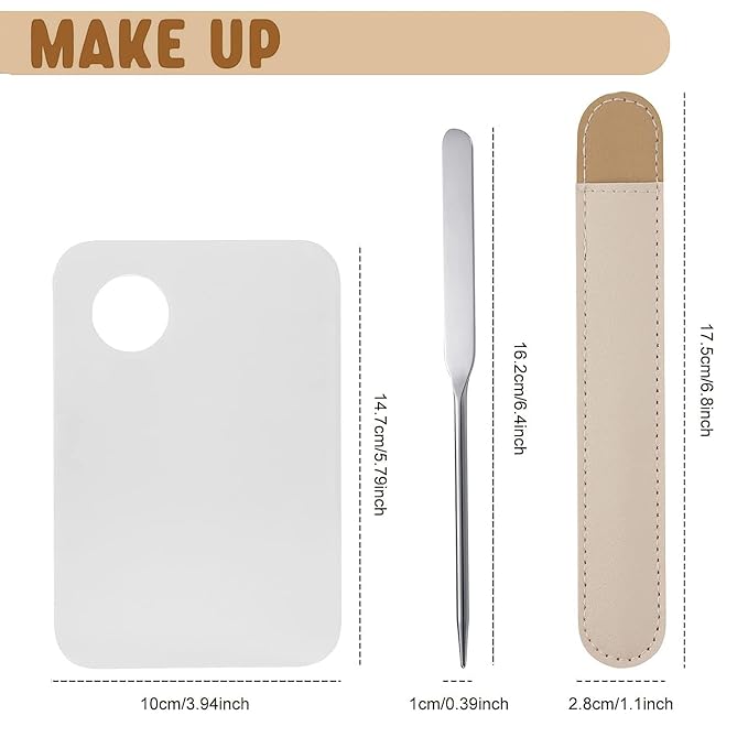 Makeup Spatula and Makeup Palette, Stainless Steel Foundation Palette & Tiny Spatula Tool for Nail, Art, Eye Shadow, Eyelash, Face Makeup (Acrylic Palette)