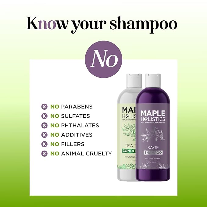 Sulfate Free Shampoo and Conditioner Set - Tea Tree Sage and Rosemary Shampoo and Conditioner for Dry Flaky Scalp Care - Deep Cleansing Color Safe Shampoo and Conditioner for Damaged Dry Hair Care