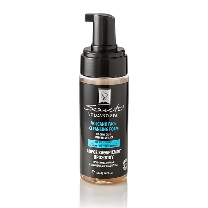 Volcano Face Foam Cleanser 150ml – Foaming Face Cleanser for Deep Cleansing & Hydrating with Olive Oil & Botanical Extracts – Face Wash Foam Removes Makeup, Dirt & Excess Oil