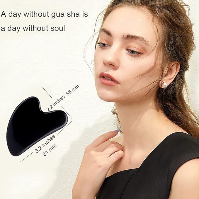 Ditind Gua Sha Facial Tools, Black Obsidian Gua Sha Massage Tool, Natural Jade Guasha Tool for Face and Body Skin Massage. Gua Sha Set for SPA Acupuncture Therapy, Trigger Point Treatment.