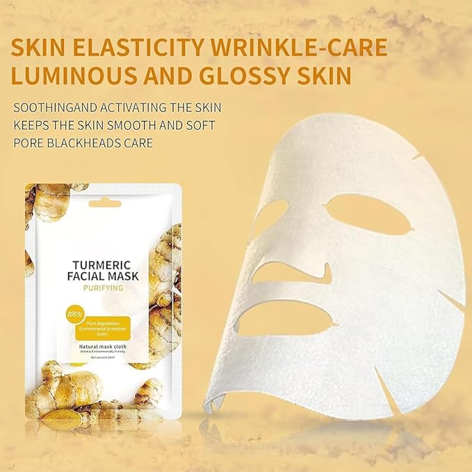 10 Sheets Masks Turmeric Face Sheet Mask for Women, Hydrating Face Masks Skincare, Facial Mask Sheet Facial Masks for Breakouts Pimple Oil Control, Bulk Face Masks Suitable for All Skin Types