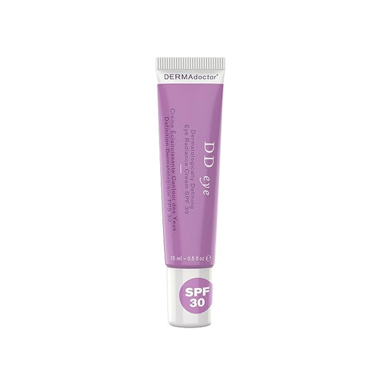 DERMAdoctor DD Caffeine Eye Cream for Dark Circles, Illuminator, Anti Aging, Eye Cream with SPF 30 for Puffiness, Bags Under Eyes, Defining Radiance Under Eyes Cream; Dermatologist Formulated - 0.5 oz