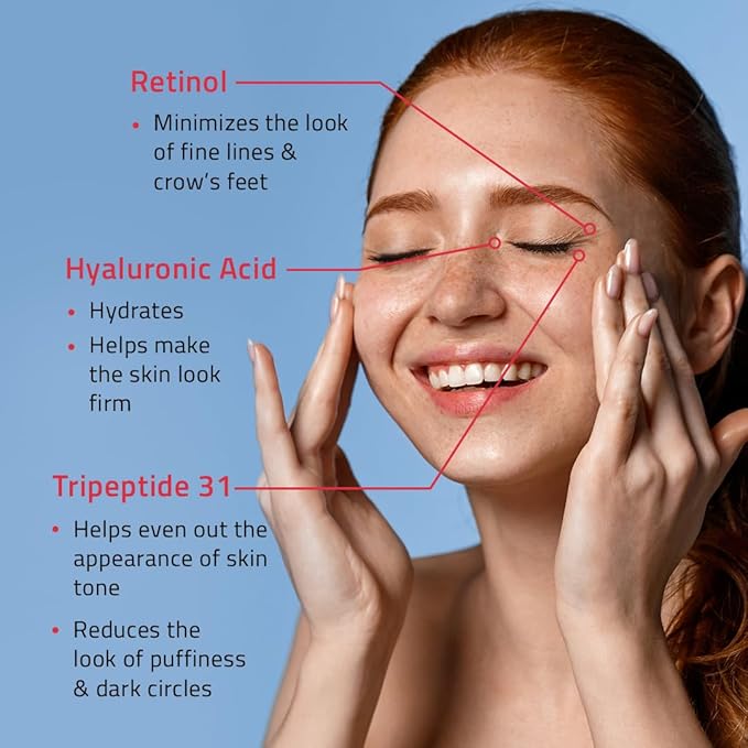 YEOUTH Retinol Eye Cream with Hyaluronic Acid, Hydrating Under Eye Cream for a Refreshed Appearance, Retinol Cream for Face, Eye Care 1oz