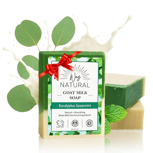 Eucalyptus Spearmint Soap Bar (3 Pack) - Goat Milk Soap for Men & Women - Natural, Handmade w/Real Milk - Dry Skin, Hands/Body - Premium, Gentle, No Dyes - (Large, 5oz)