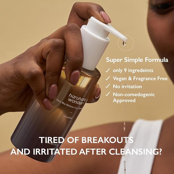 HARUHARU wonder Black Rice Moisture Cleansing Oil, 5.1 fl oz, Double Cleansing, Daily Makeup remover, Pore Oil Cleanser, Korean Skincare for sensitive, normal and Oily Skin