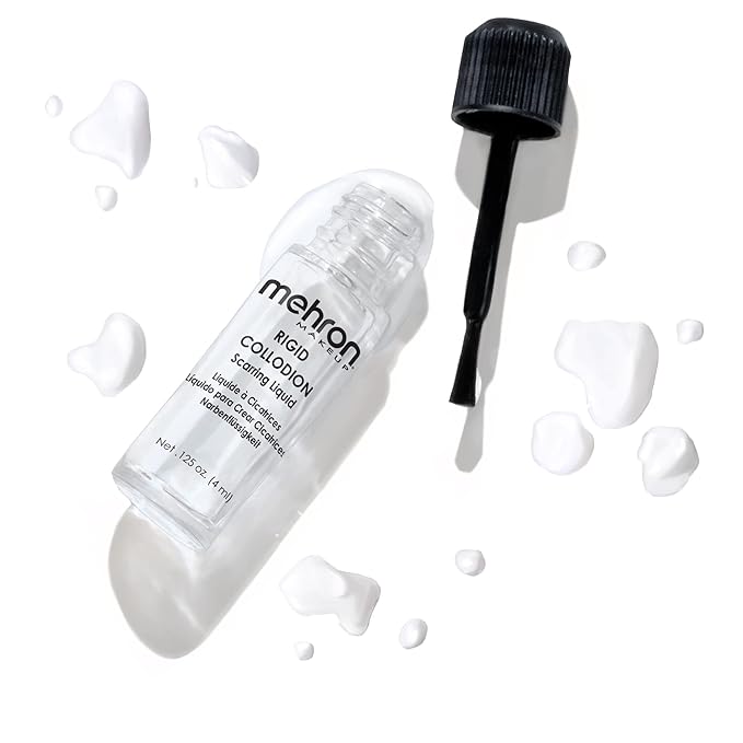 Mehron Makeup Rigid Collodion with Brush | Scarring Liquid | Liquid Scar Makeup | SFX Scar for Film .125 oz (4ml)