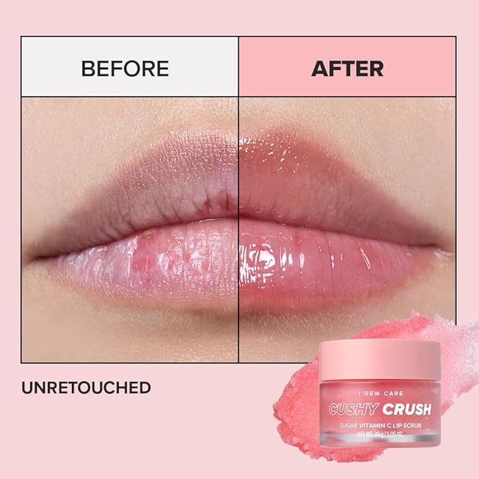 I DEW CARE Overnight Lip Scrub - Cushy Crush | Sugar Vitamin C, Scrubber Exfoliator Products, for Dry and Chapped, Vegan 1.05 Oz