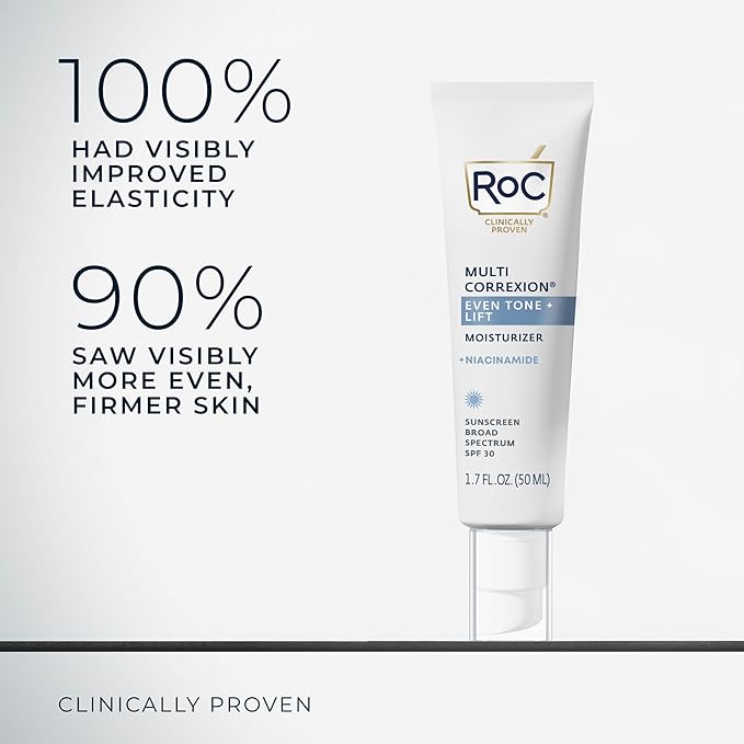 RoC Multi Correxion 5 in 1 Anti-Aging Daily Facial Moisturizer for Women and Men, Broad Spectrum SPF 30 & Shea Butter (1.7 oz) with Night Cream Packette (Packaging May Vary)