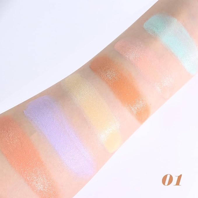 6 Colors Concealer Corrector Palette, Light Purple Green Nude Pink Brown Concealers Full Coverage Cream Contour Palette for Older Women, Under Eye Color Corrector Pot Concealer Palette for Dark Circle