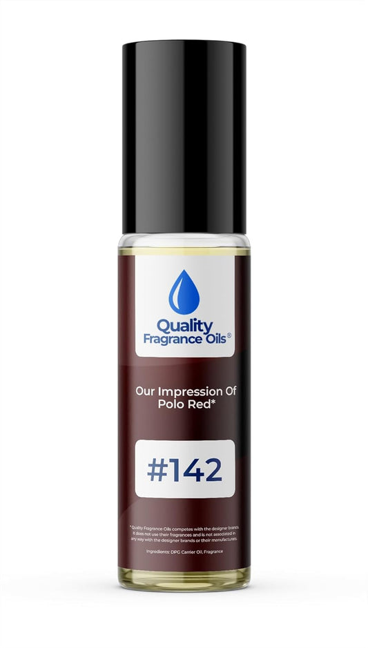Quality Fragrance Oils' Polo Red for Men Impression #142 | Long-Lasting Perfume Oil, Alcohol-Free, Strong Scent, 10ml Roll-On | Affordable Alternative to Designer Fragrances