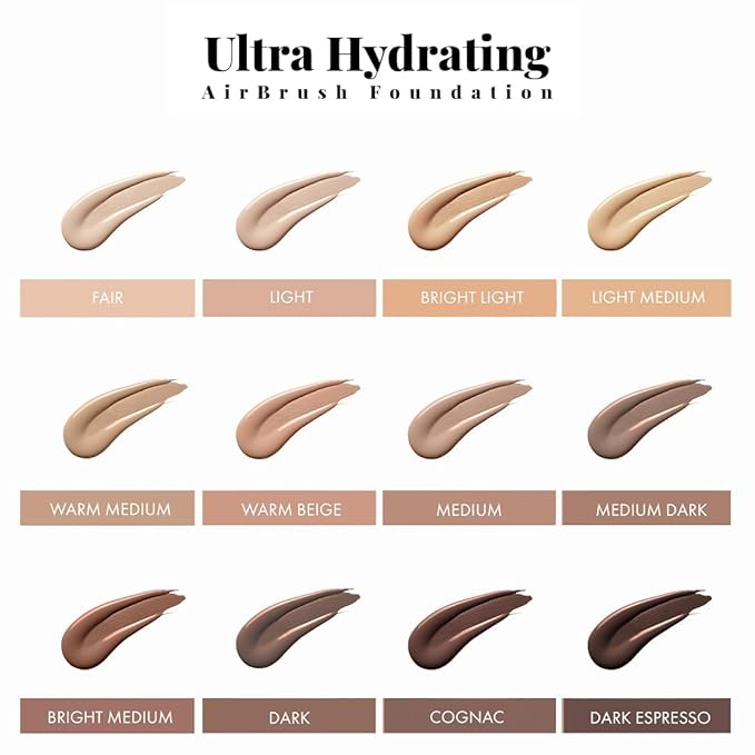 Jerome Alexander Airbrush Foundation Ultra Hydrating, Spray Foundation Makeup with 2x the Active Ingredients, Ultra-Light, Buildable, Full Coverage Formula (Light)