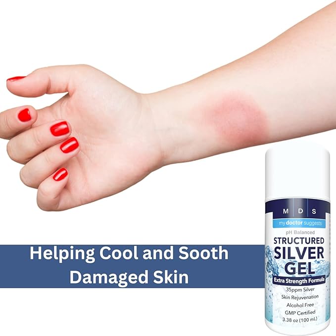 Structured Colloidal Silver Gel Extra Strength - Topical Cooling - pH Balanced 35ppm Structured Silver Provides Soothing Relief of Burns & Skin Irritations