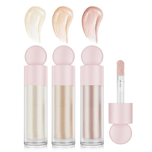 Liquid Highlighter Natural Glow For Face & Body, Waterproof Moisturizing Light Liquid Luminizer For Long Lasting Shimmer, Contour Highlighter Stick Easy to Apply with Cushion Applicator