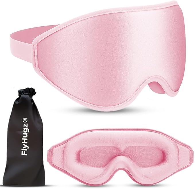 FlyHugz® 3D Travel & Home Sleep Mask | Ultra-Soft, 100% Light-Blocking Eye Mask for Deeper Sleep | Zero Eye Pressure, Adjustable Strap with Nose Bridge Design | Perfect for Travel and Insomnia