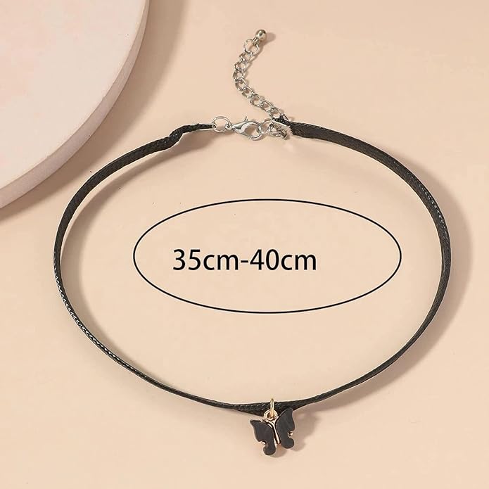 Vintage Black Choker Necklace Chain Goth Leather Choker Butterfly Pendant Necklace Velvet Choker Punk Necklace Rock Statement Butterfly Necklace Charm Jewelry Gift for Women and Girls